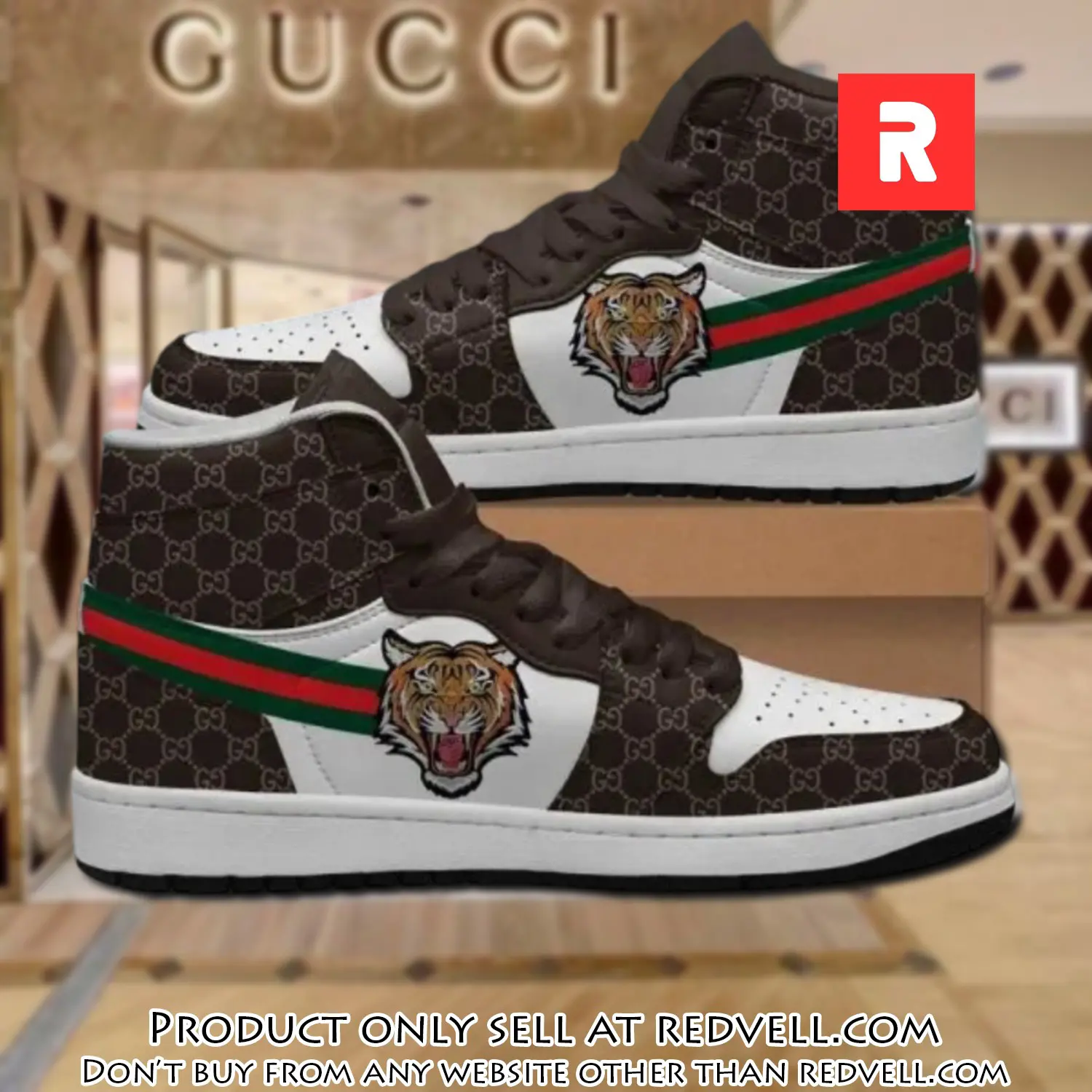 Gucci tiger brown high air jordan sneakers shoes hot  gifts unisex rv3452274